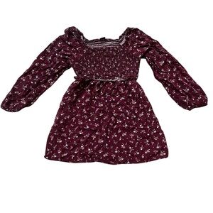 Art Class Burgundy Floral Kids Dress